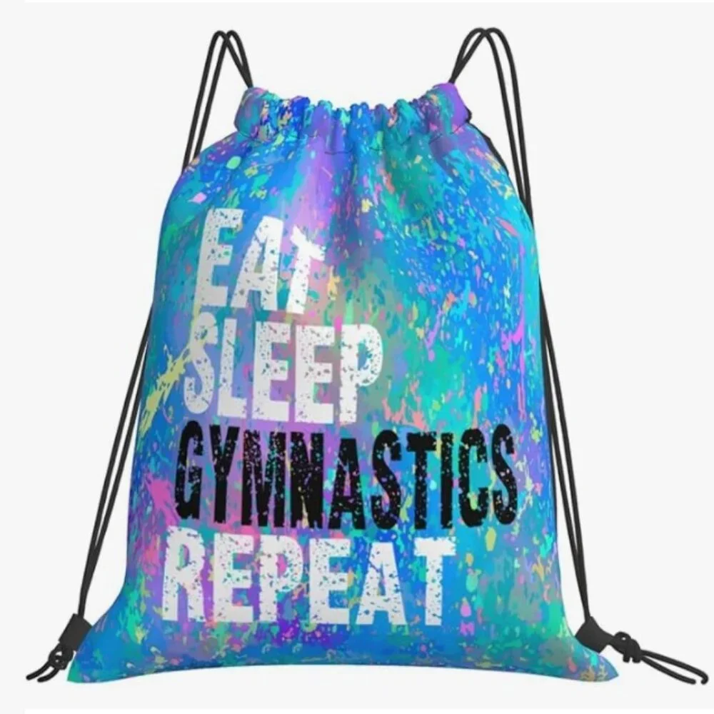 Drawstring Backpack Eat, Sleep, Gymnastics, Repeat, New Without Tags, NWOT